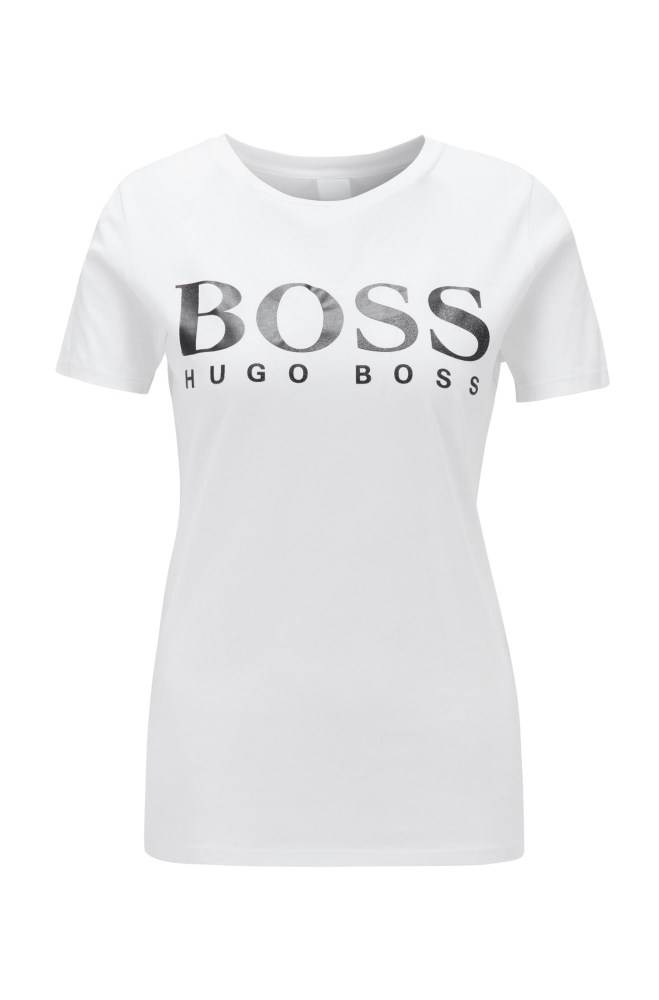 Hugo Boss Bomull-jersey T-shirt Hvite | kdUH2mat