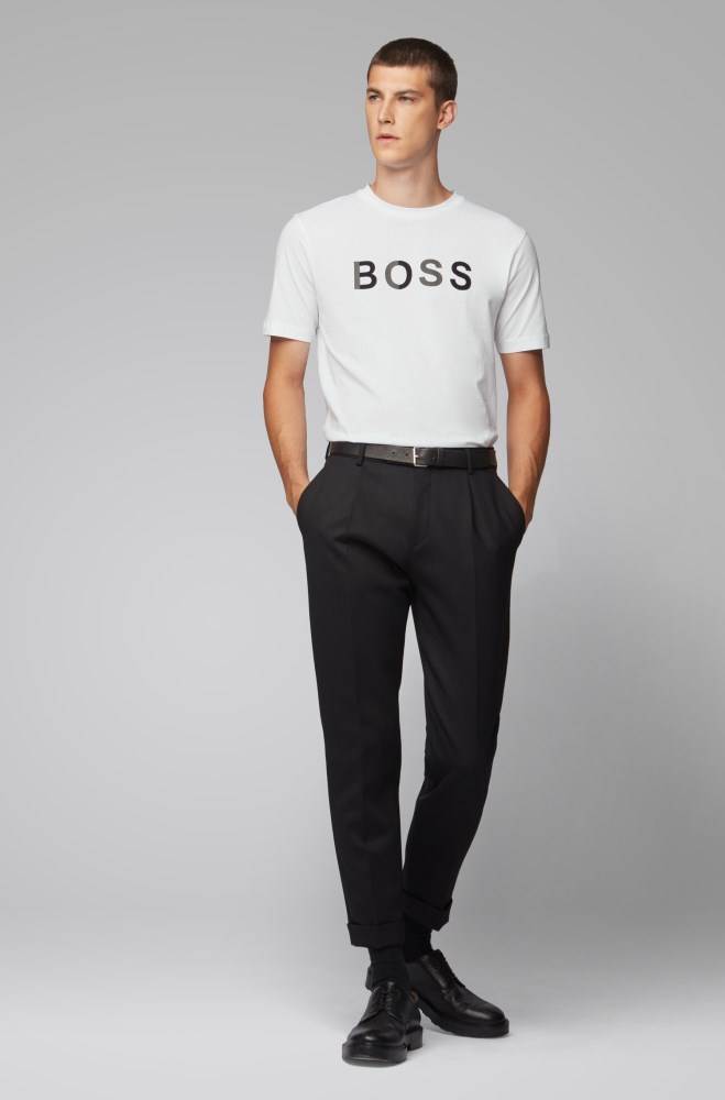 Hugo Boss Bomull jersey T-shirt Hvite | lXXY74Pk