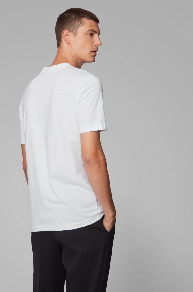 Hugo Boss Bomull jersey T-shirt Hvite | lXXY74Pk