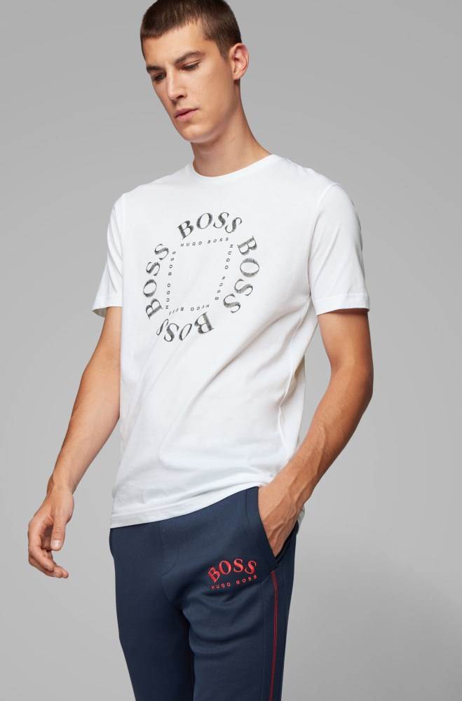 Hugo Boss Bomull-jersey T-shirt Hvite | vIDhtfr3