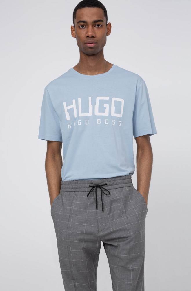 Hugo Boss Bomull-jersey T-shirt Lyse Blå | HOyTUPu9