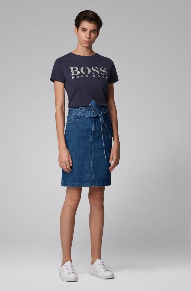 Hugo Boss Bomull-jersey T-shirt Lyse Blå | Q2ca2uEF