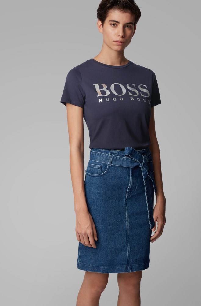 Hugo Boss Bomull-jersey T-shirt Lyse Blå | Q2ca2uEF