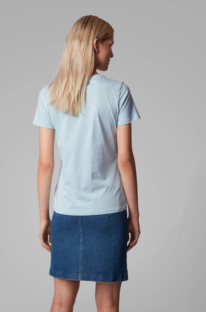 Hugo Boss Bomull-jersey T-shirt Lyse Blå | iy2lEqMF