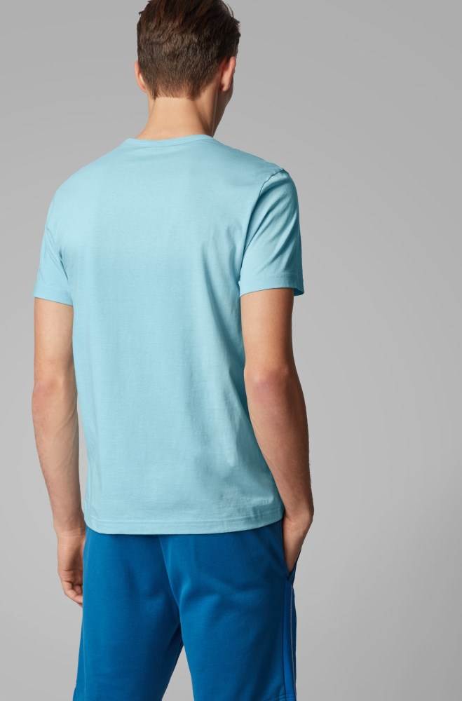 Hugo Boss Bomull jersey T-shirt Lyse Blå | ygifNY8s