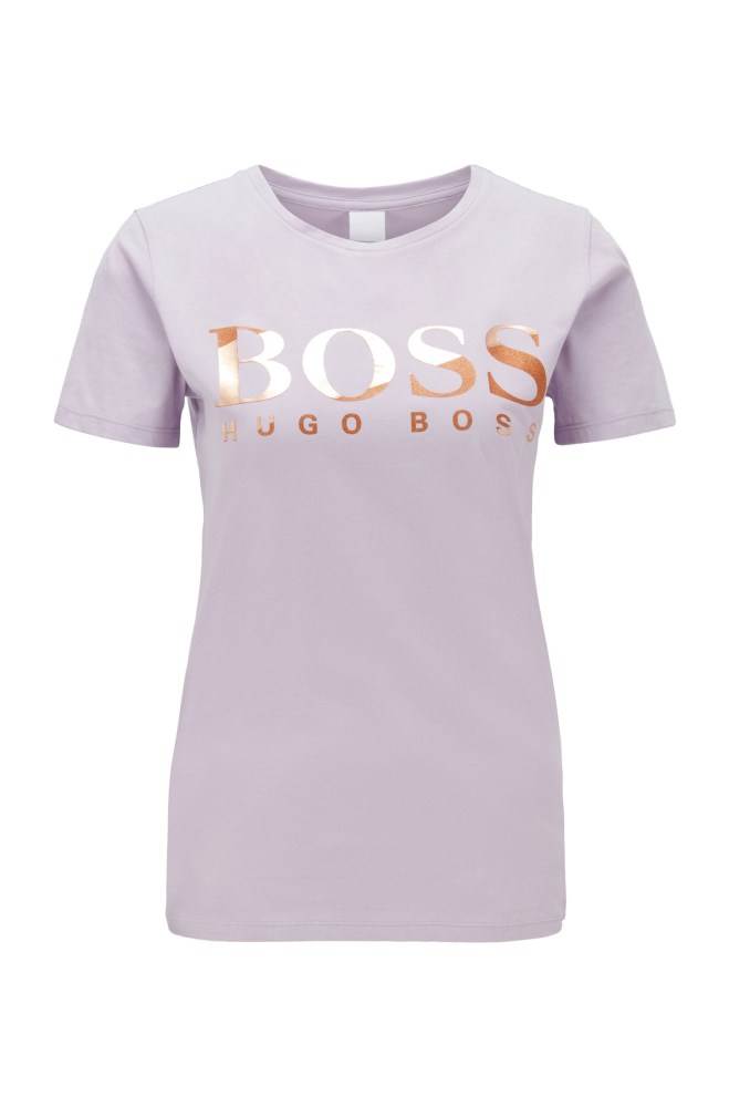 Hugo Boss Bomull-jersey T-shirt Lyse Lilla | oQJdREjm