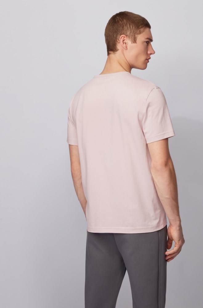 Hugo Boss Bomull jersey T-shirt Lyse Rosa | Tqp7682L