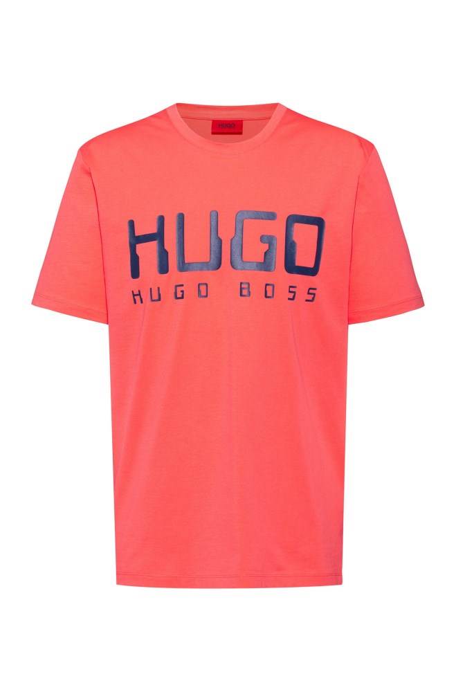 Hugo Boss Bomull-jersey T-shirt Lyse Rød | eW3CVKES