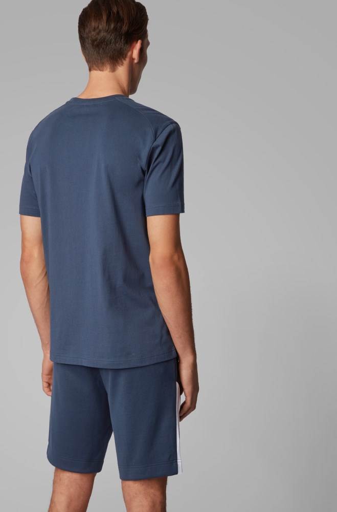 Hugo Boss Bomull-jersey T-shirt Mørke Blå | 5eUSuxzB