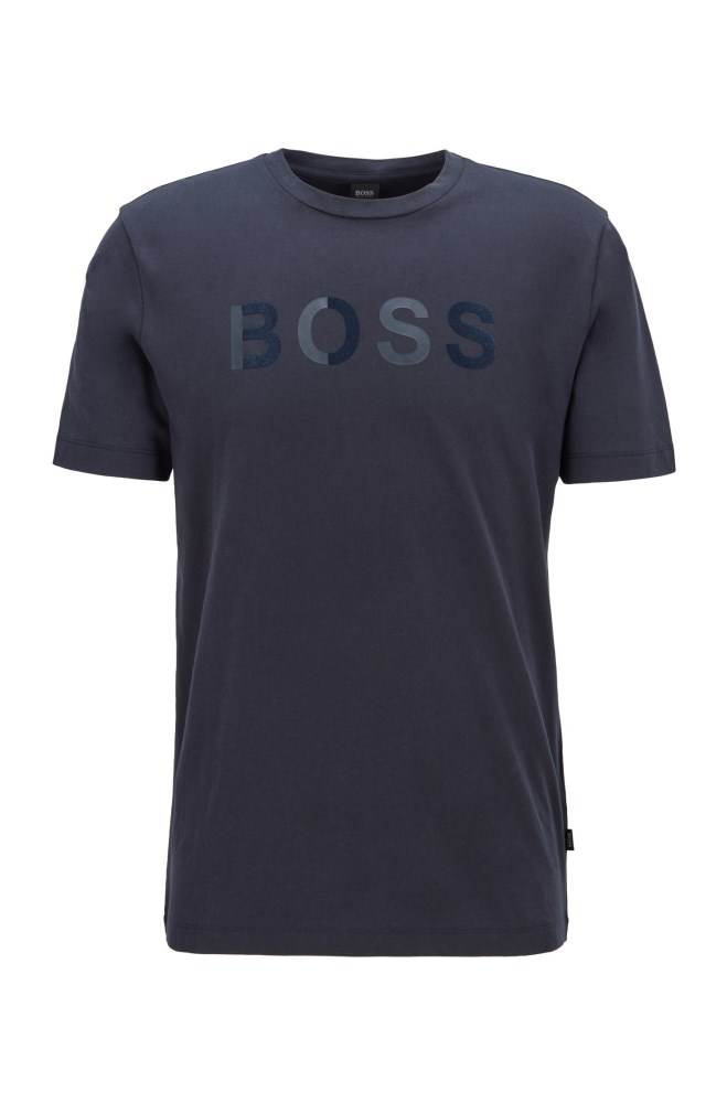 Hugo Boss Bomull jersey T-shirt Mørke Blå | KKE7gNK4