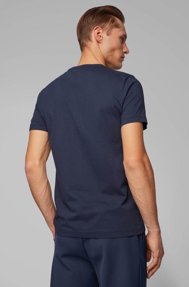 Hugo Boss Bomull jersey T-shirt Mørke Blå | p6suBUcA