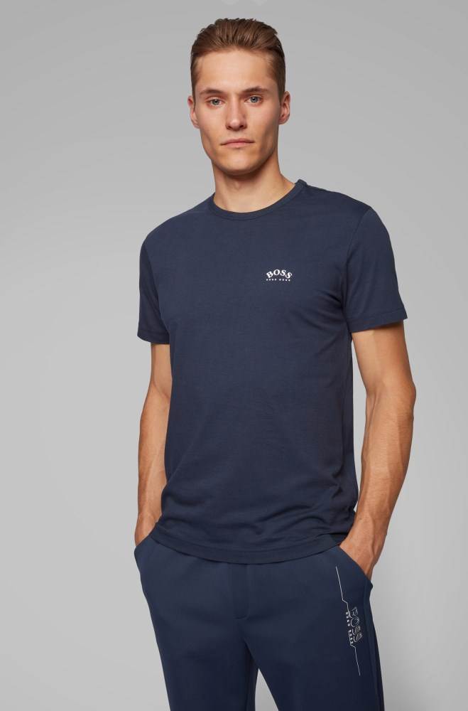 Hugo Boss Bomull jersey T-shirt Mørke Blå | p6suBUcA