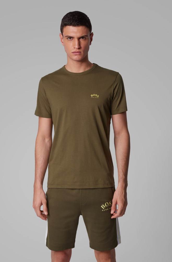 Hugo Boss Bomull jersey T-shirt Mørke Grønn | ih5Fk5IS