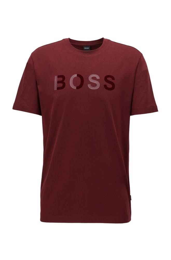 Hugo Boss Bomull jersey T-shirt Mørke Rød | OEAIakBo