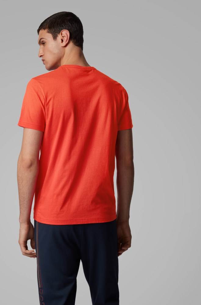 Hugo Boss Bomull jersey T-shirt Rød | 3QMdrAh1