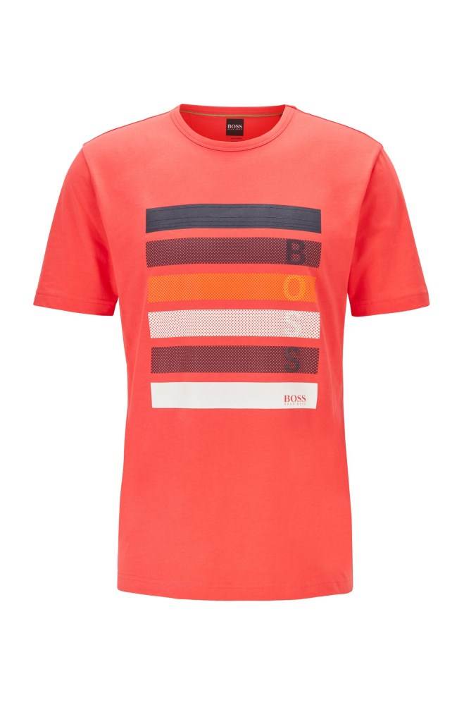 Hugo Boss Bomull-jersey T-shirt Rød | BYltZho2