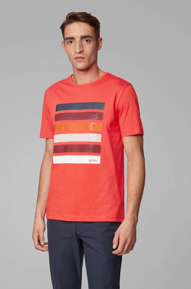 Hugo Boss Bomull-jersey T-shirt Rød | BYltZho2