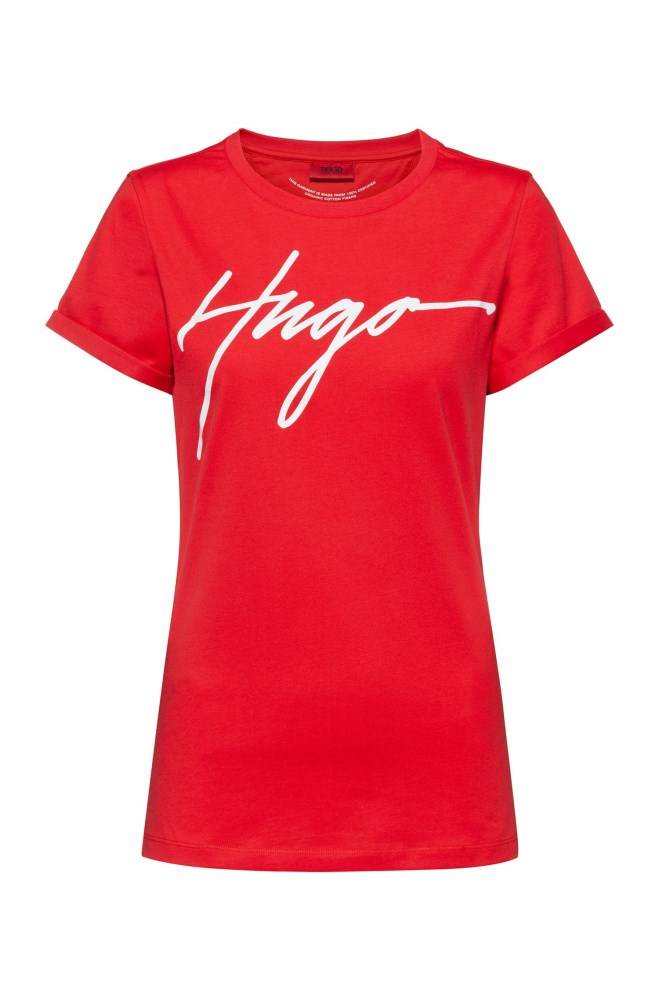 Hugo Boss Bomull jersey T-shirt Rød | ni0baV2V