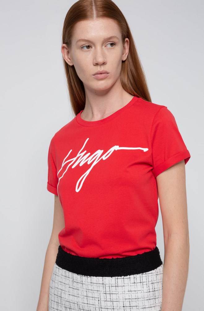 Hugo Boss Bomull jersey T-shirt Rød | ni0baV2V