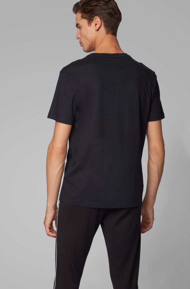 Hugo Boss Bomull-jersey T-shirt Svarte | 0DYjhnPJ