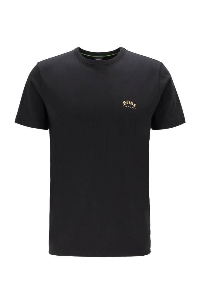 Hugo Boss Bomull jersey T-shirt Svarte | IZO42U3A