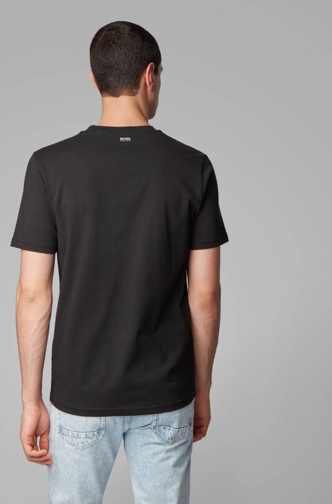 Hugo Boss Bomull-jersey T-shirt Svarte | TZIz6R7O