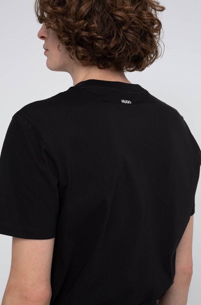 Hugo Boss Bomull-jersey T-shirt Svarte | aYL53IFJ