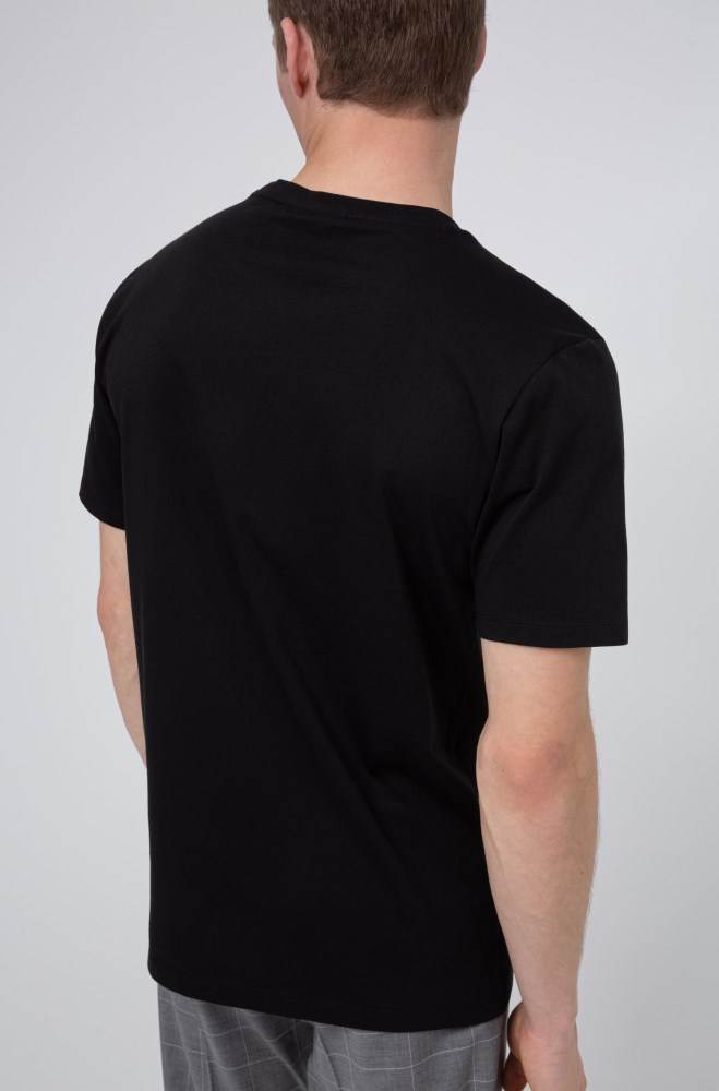 Hugo Boss Bomull-jersey T-shirt Svarte | rDmjnPRW