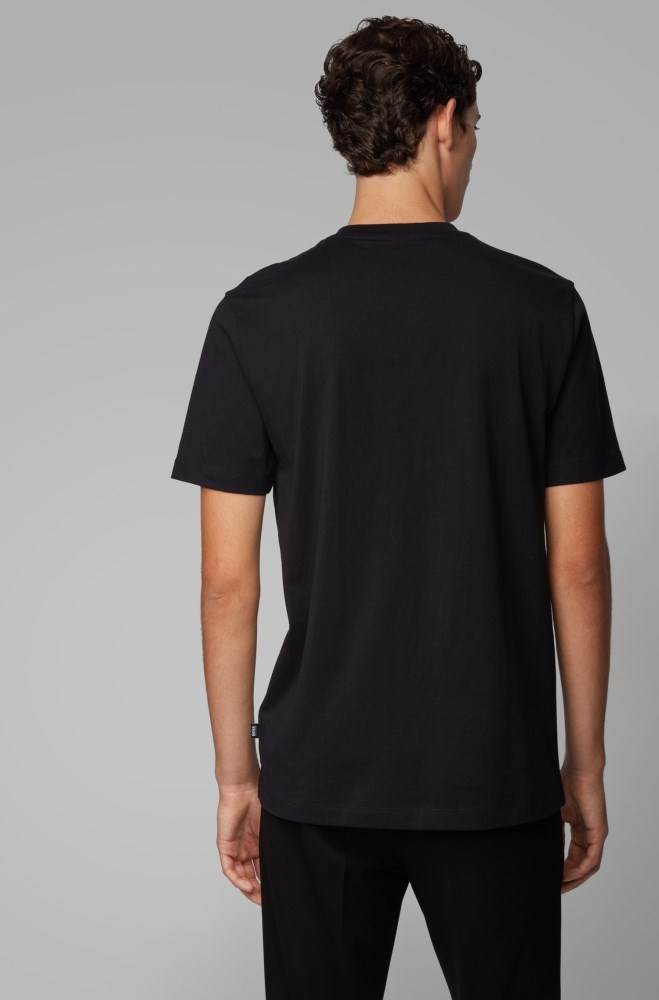 Hugo Boss Bomull jersey T-shirt Svarte | uOunXYkb