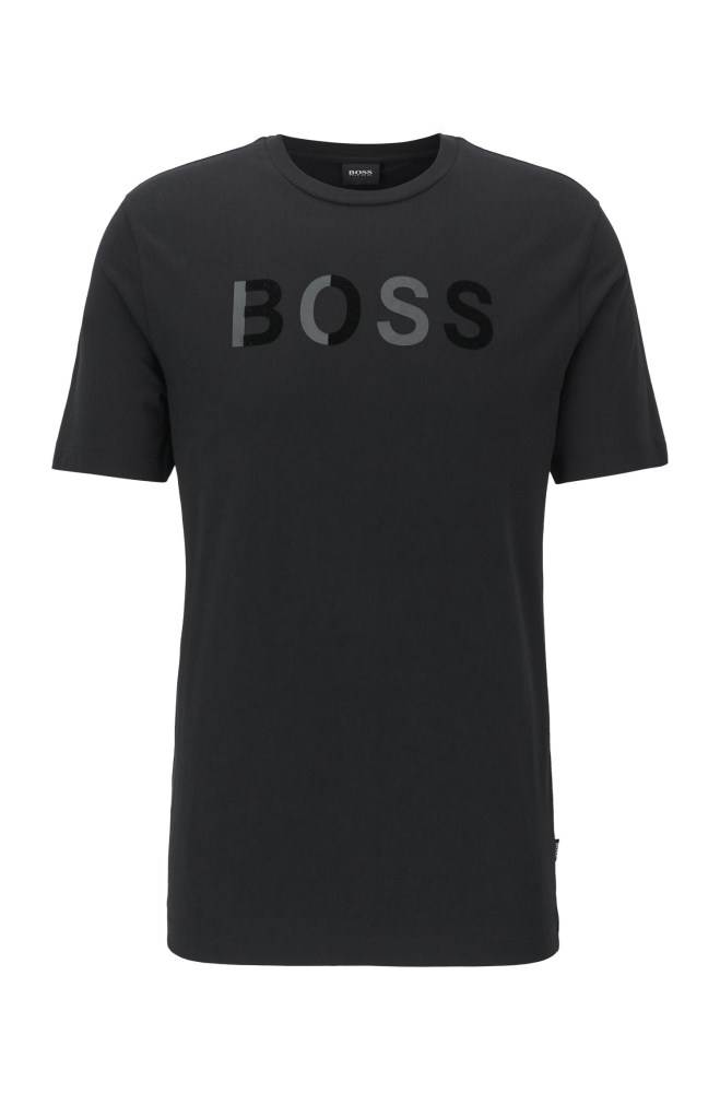 Hugo Boss Bomull jersey T-shirt Svarte | uOunXYkb