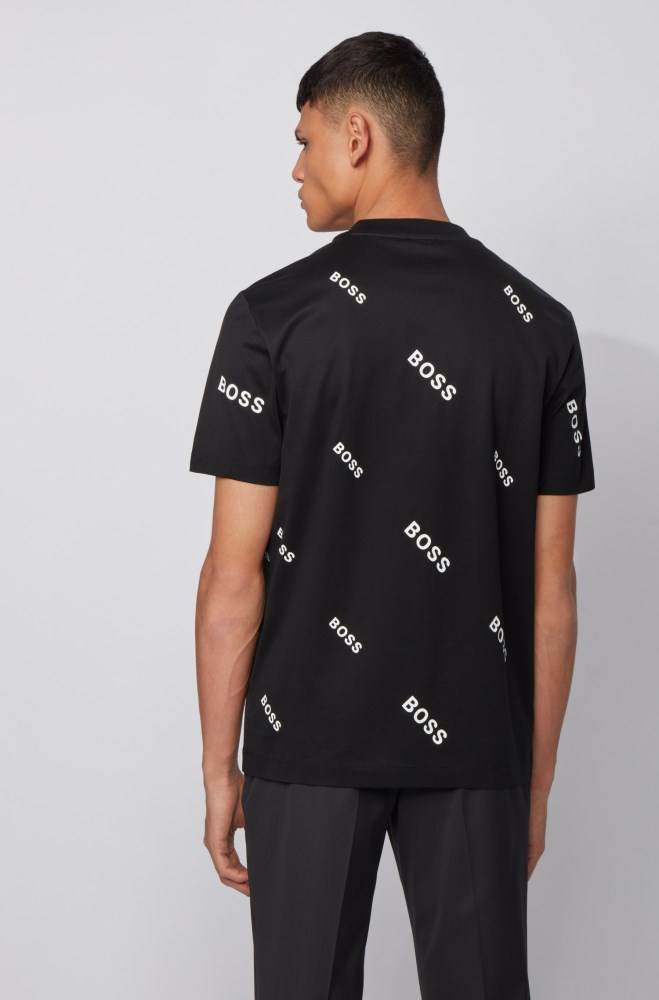 Hugo Boss Bomull jersey T-shirt Svarte | y7iuadb1