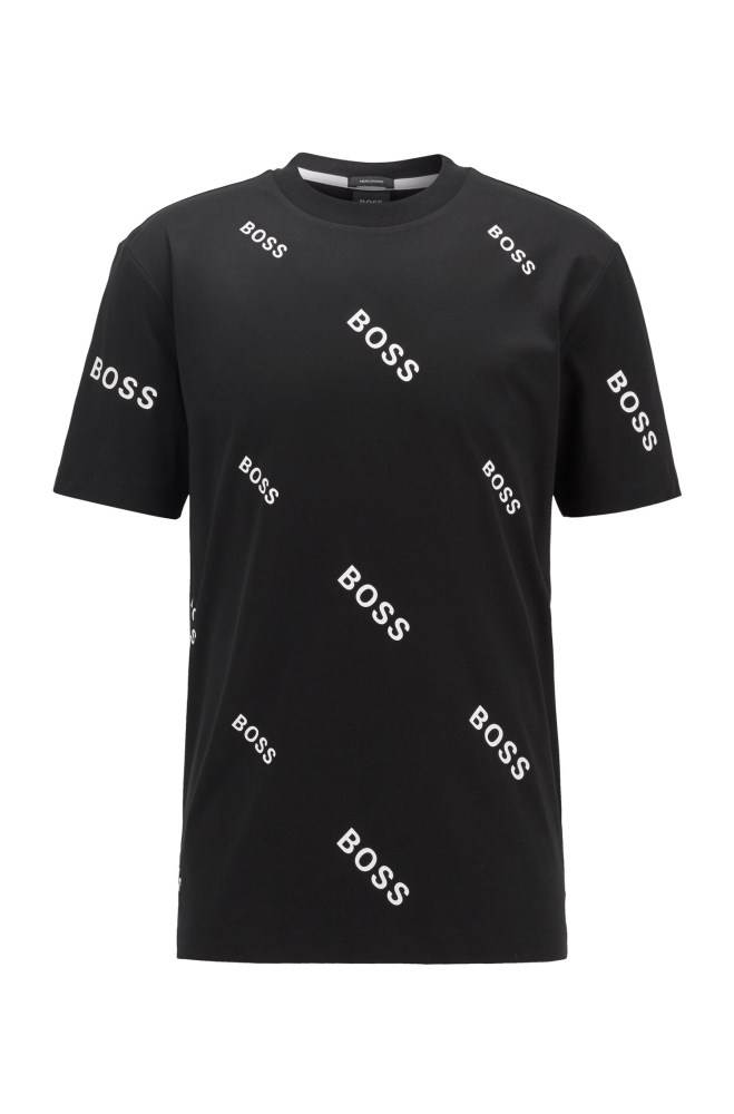 Hugo Boss Bomull jersey T-shirt Svarte | y7iuadb1