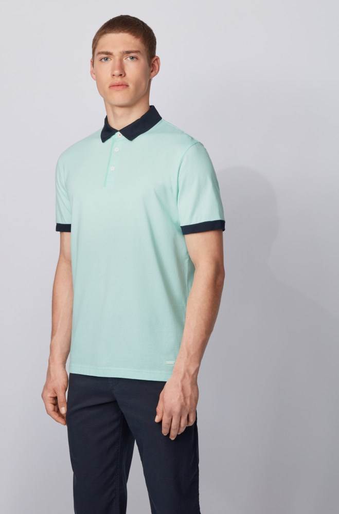 Hugo Boss Bomull-jersey polo shirt Lyse Grønn | hRurgKni