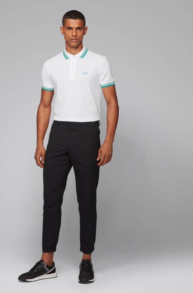 Hugo Boss Bomull-piqué polo shirt Hvite | 3mESlE6O