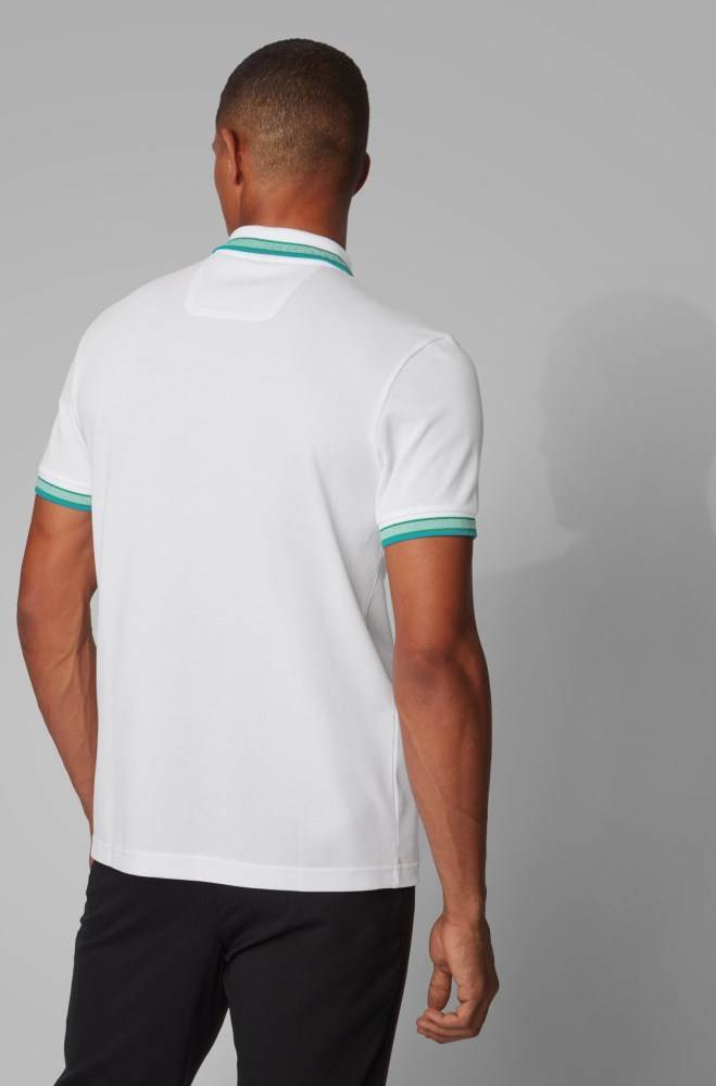 Hugo Boss Bomull-piqué polo shirt Hvite | 3mESlE6O