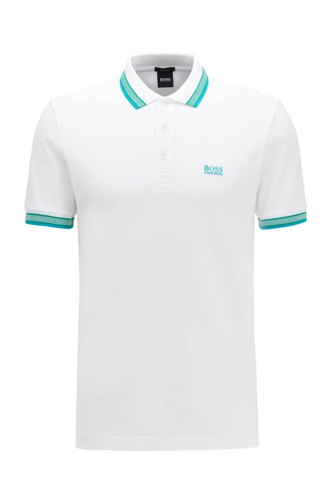 Hugo Boss Bomull-piqué polo shirt Hvite | 3mESlE6O