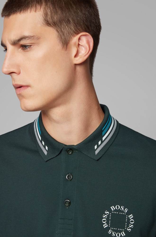 Hugo Boss Bomull-piqué polo shirt Mørke Grønn | 5Yf0NEKh