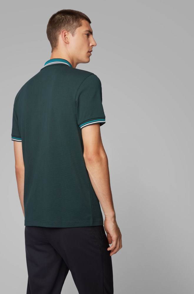 Hugo Boss Bomull-piqué polo shirt Mørke Grønn | 5Yf0NEKh