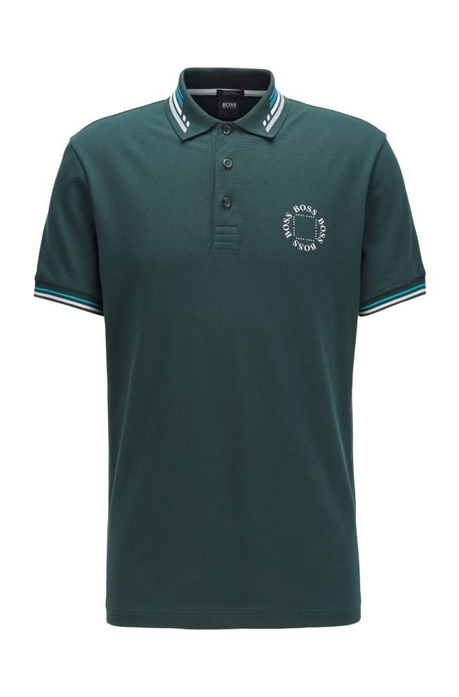 Hugo Boss Bomull-piqué polo shirt Mørke Grønn | 5Yf0NEKh