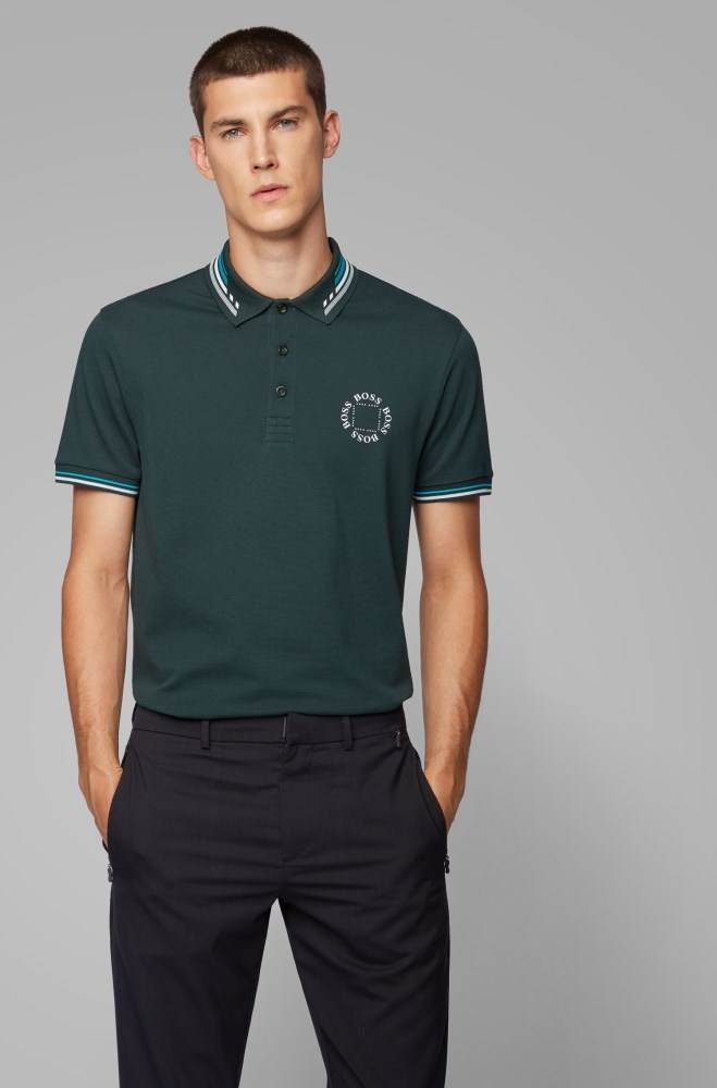 Hugo Boss Bomull-piqué polo shirt Mørke Grønn | 5Yf0NEKh