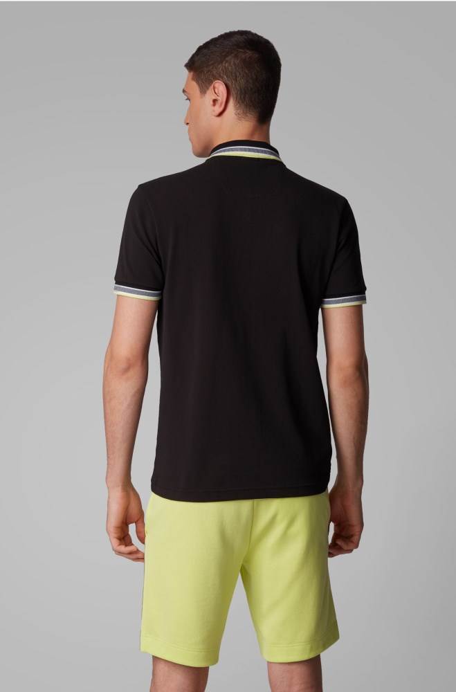 Hugo Boss Bomull-piqué polo shirt Svarte | 8X8IQXKC