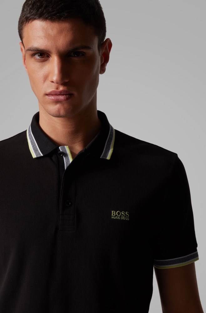 Hugo Boss Bomull-piqué polo shirt Svarte | 8X8IQXKC