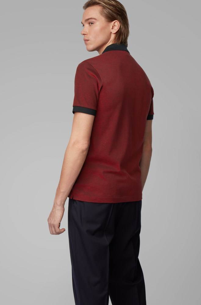 Hugo Boss Bomull-piqué polo shirt Mørke Rød | 9kEqhVnz