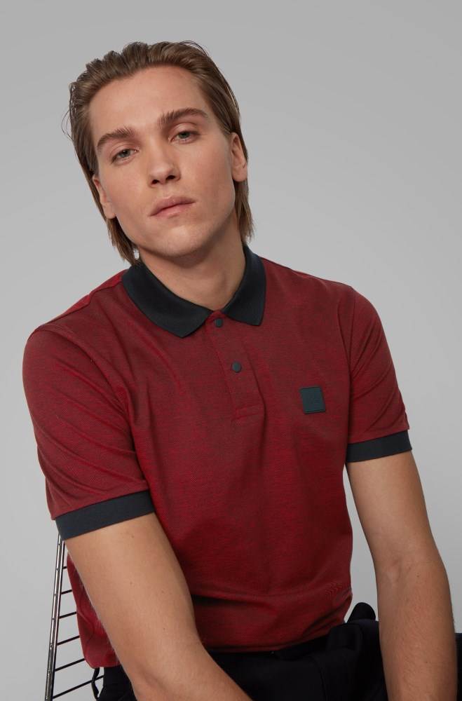 Hugo Boss Bomull-piqué polo shirt Mørke Rød | 9kEqhVnz