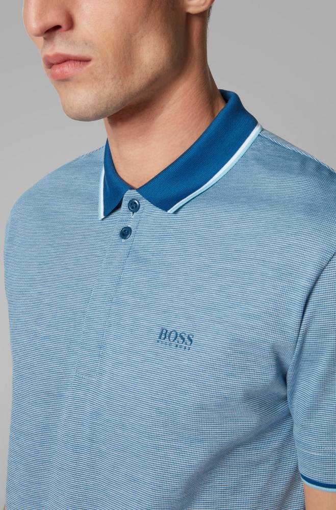 Hugo Boss Bomull-piqué polo shirt Blå | Bq8X8pOL