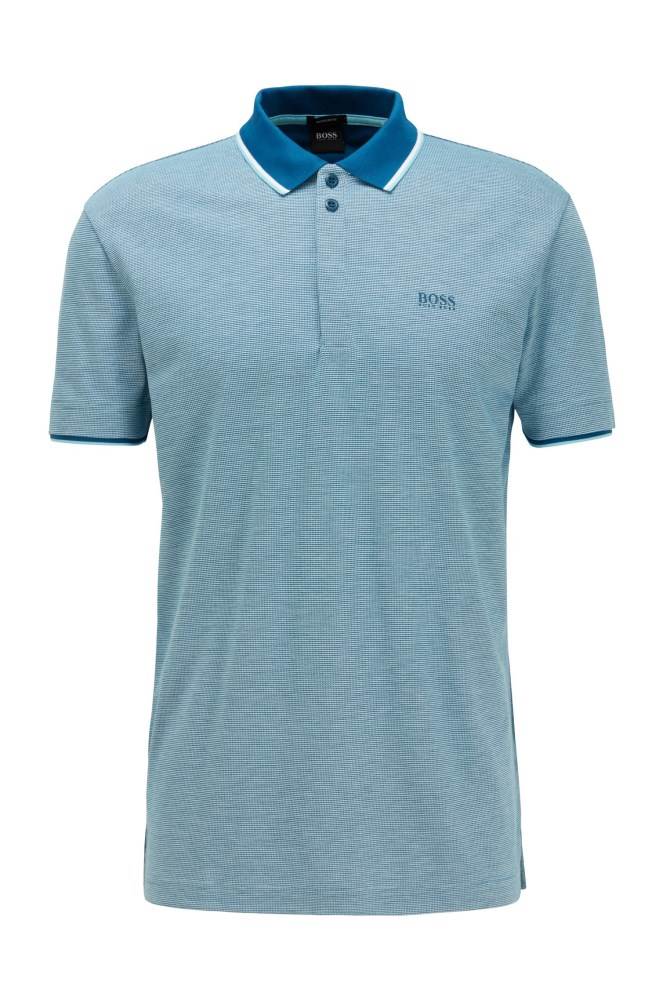 Hugo Boss Bomull-piqué polo shirt Blå | Bq8X8pOL