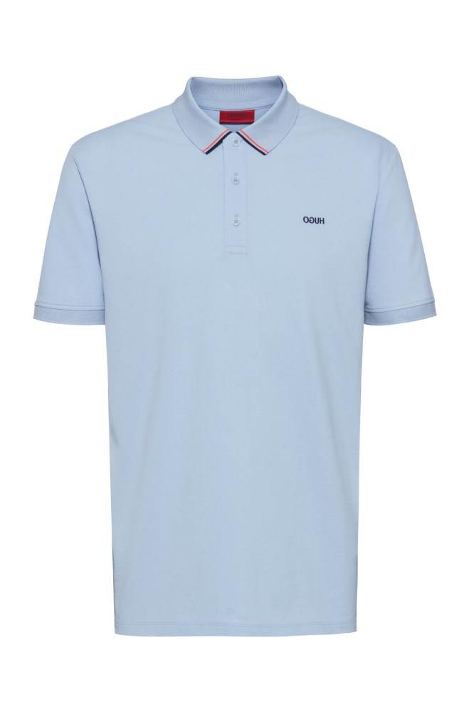 Hugo Boss Bomull-piqué polo shirt Lyse Blå | D0VEYCXq