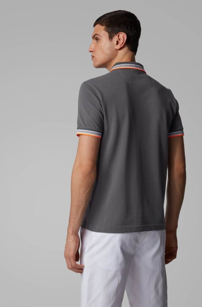 Hugo Boss Bomull-piqué polo shirt Mørke Grå | DZqPtuUP