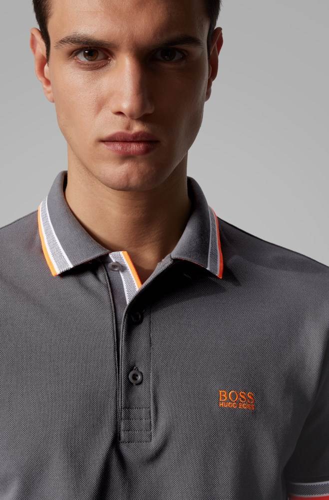 Hugo Boss Bomull-piqué polo shirt Mørke Grå | DZqPtuUP