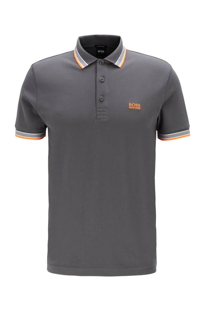 Hugo Boss Bomull-piqué polo shirt Mørke Grå | DZqPtuUP